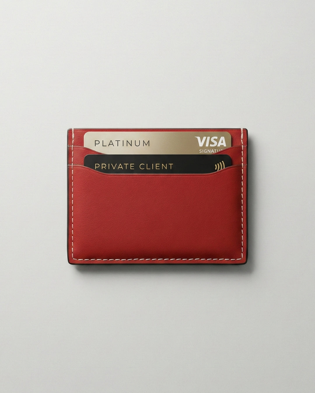 Leatheo Minimal Leather Card Holder – Cherry Red