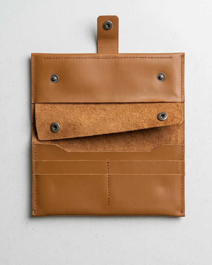 Leatheo Premium Long Leather Wallet with Strap Closure