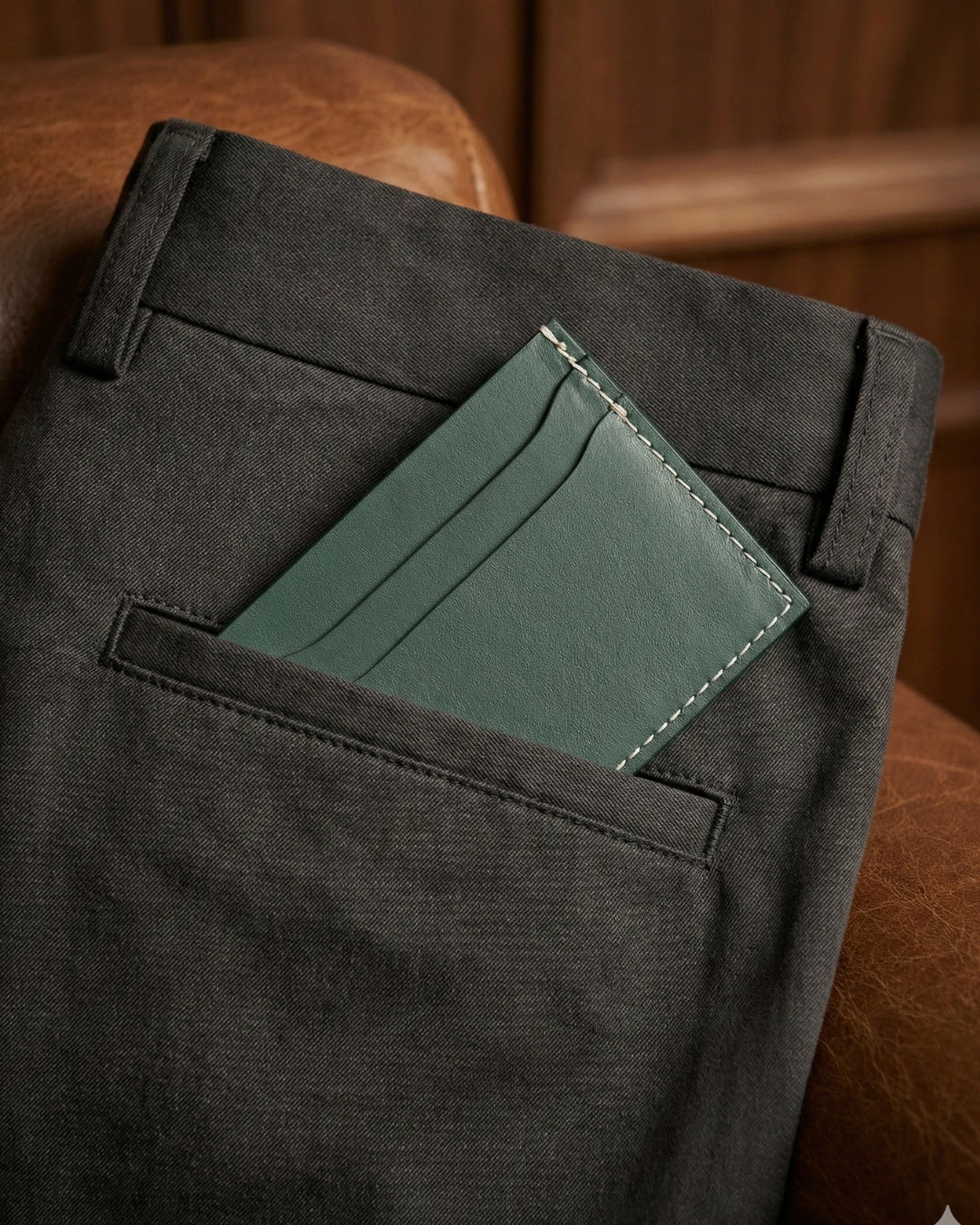 Leatheo Minimal Leather Card Holder – Forest Green