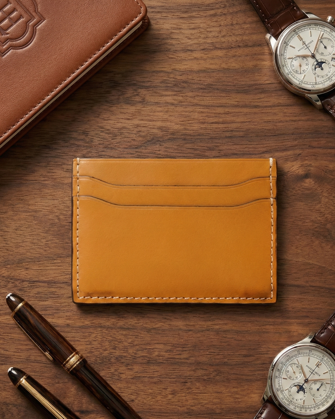 Leatheo Minimal Leather Card Holder – Mustard Yellow