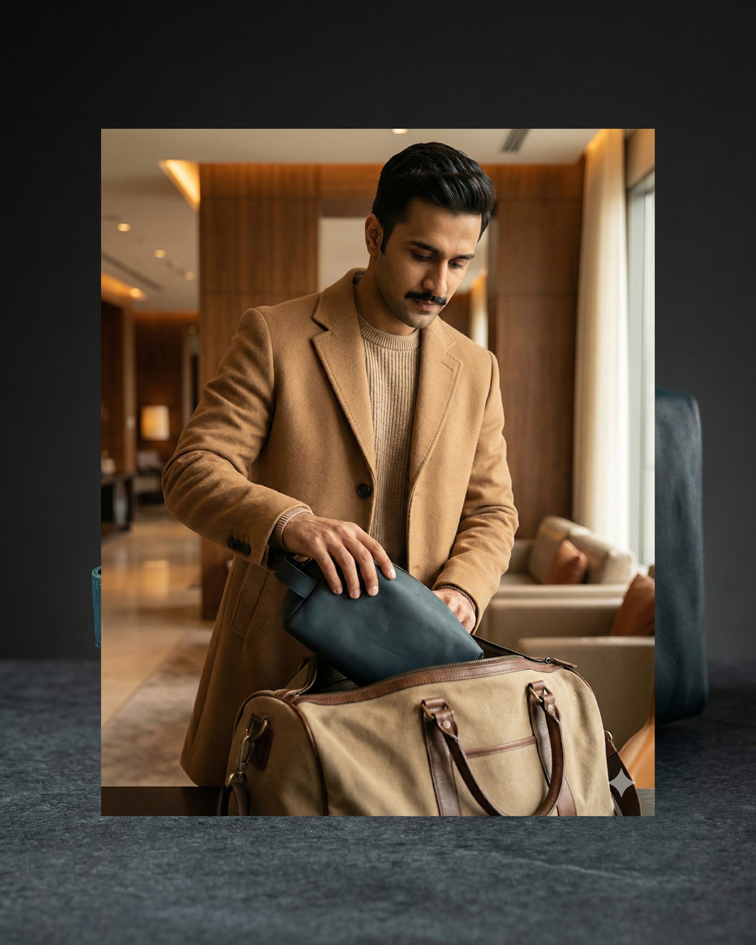 Leatheo Royal Leather Dopp Kit — Midnight Navy
