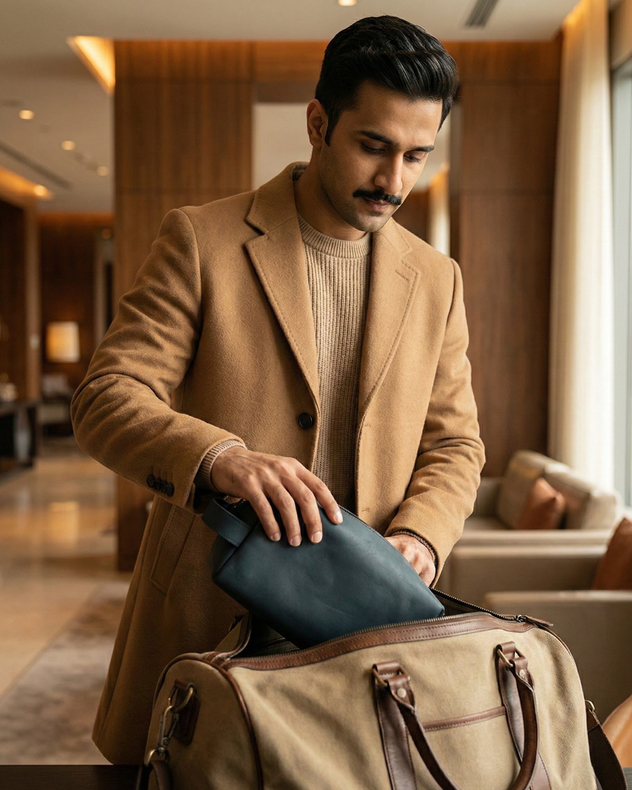 Leatheo Royal Leather Dopp Kit — Midnight Navy