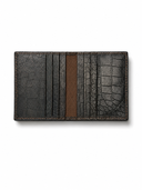 Leatheo Minimal Leather Card Holder – Croco brown