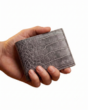 Leatheo Classic Bifold Wallet – Grey Croc Embossed