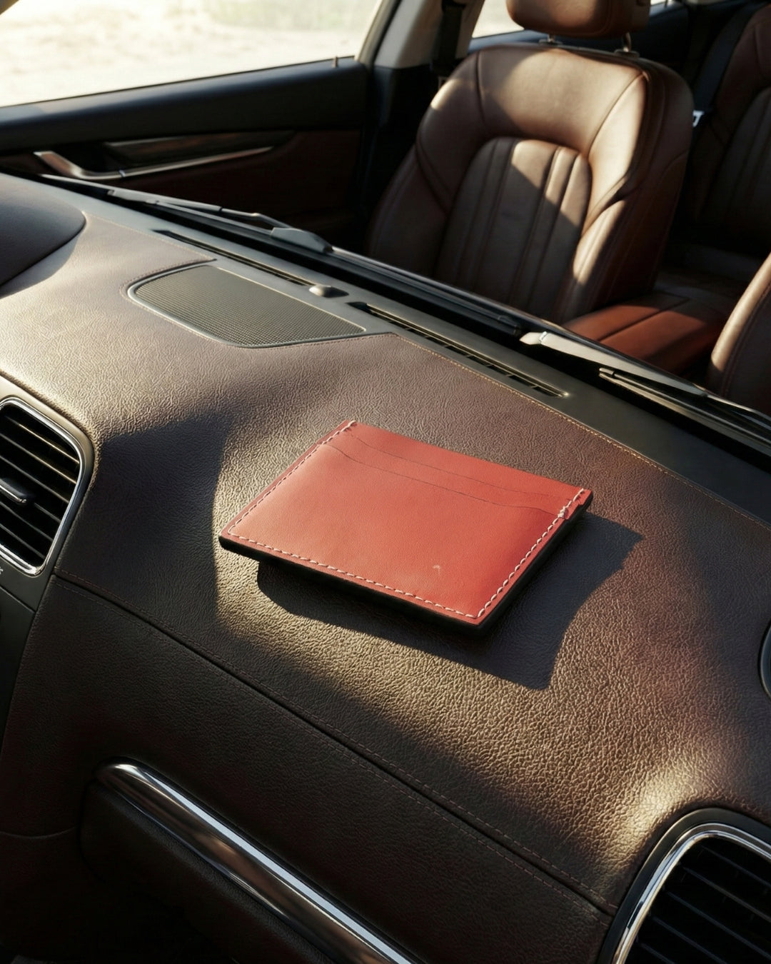 Leatheo Minimal Leather Card Holder – Cherry Red