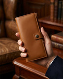 Leatheo Premium Long Leather Wallet with Strap Closure