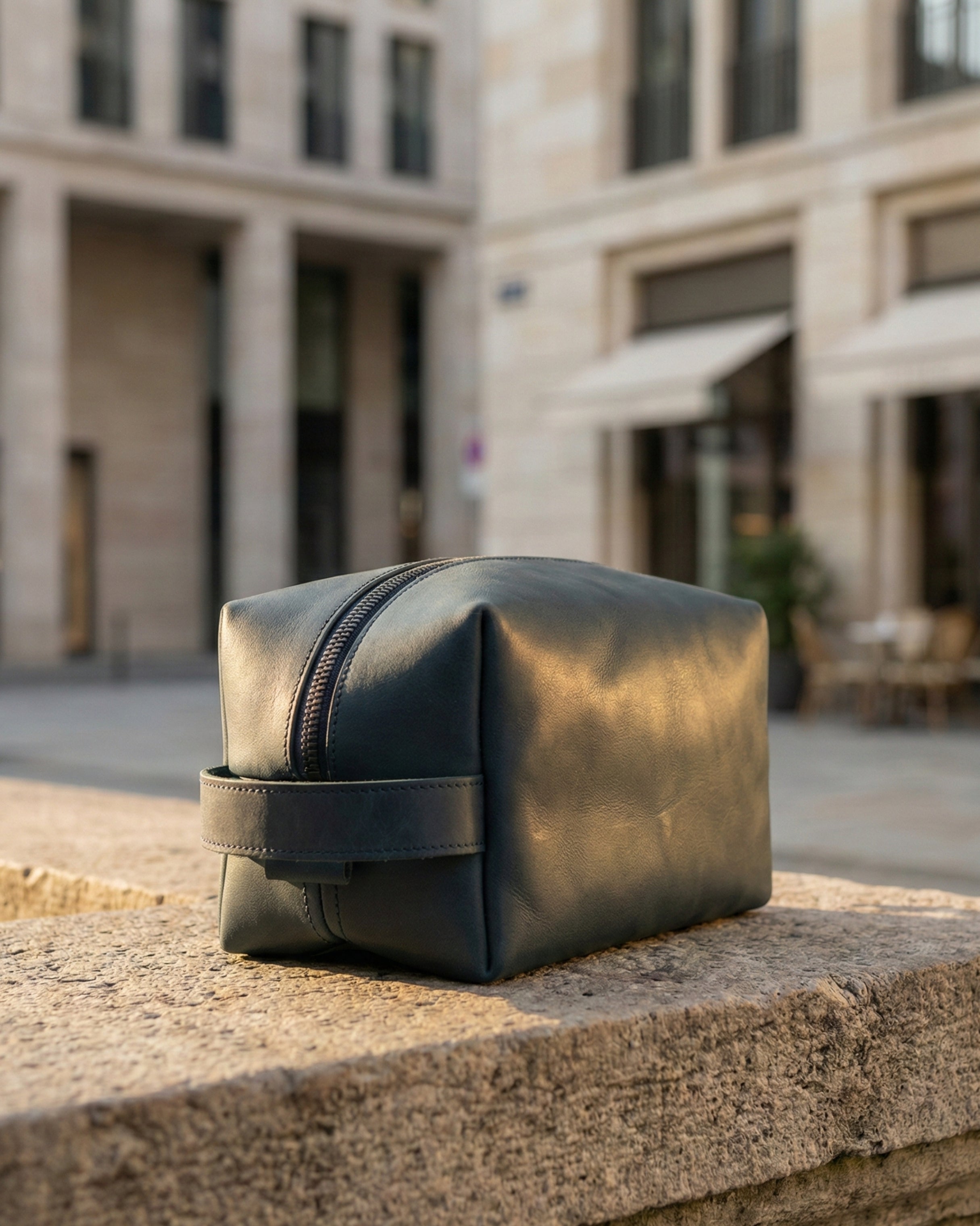 Leatheo Royal Leather Dopp Kit — Midnight Navy