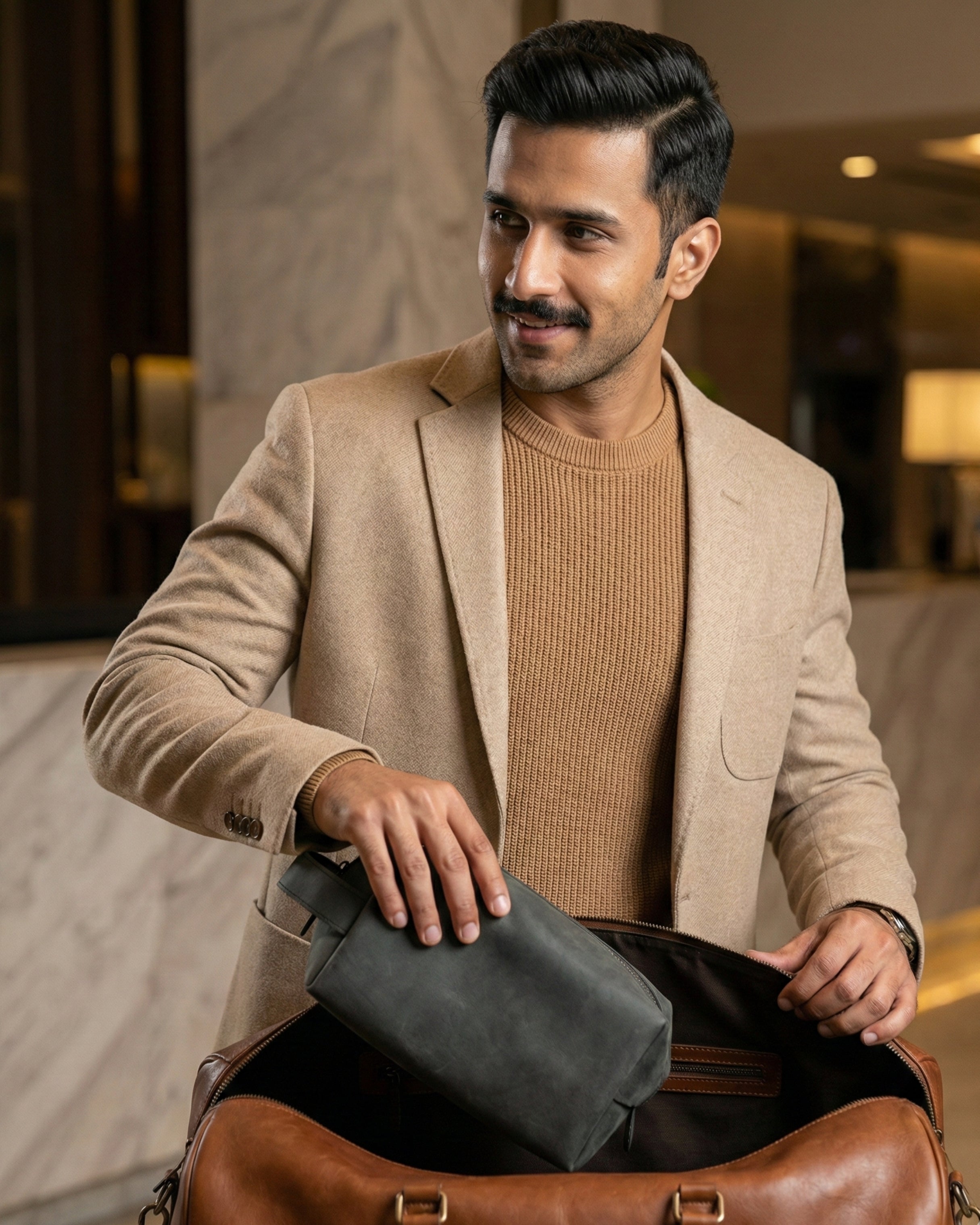 Leatheo Royal Leather Dopp Kit — Slate Grey