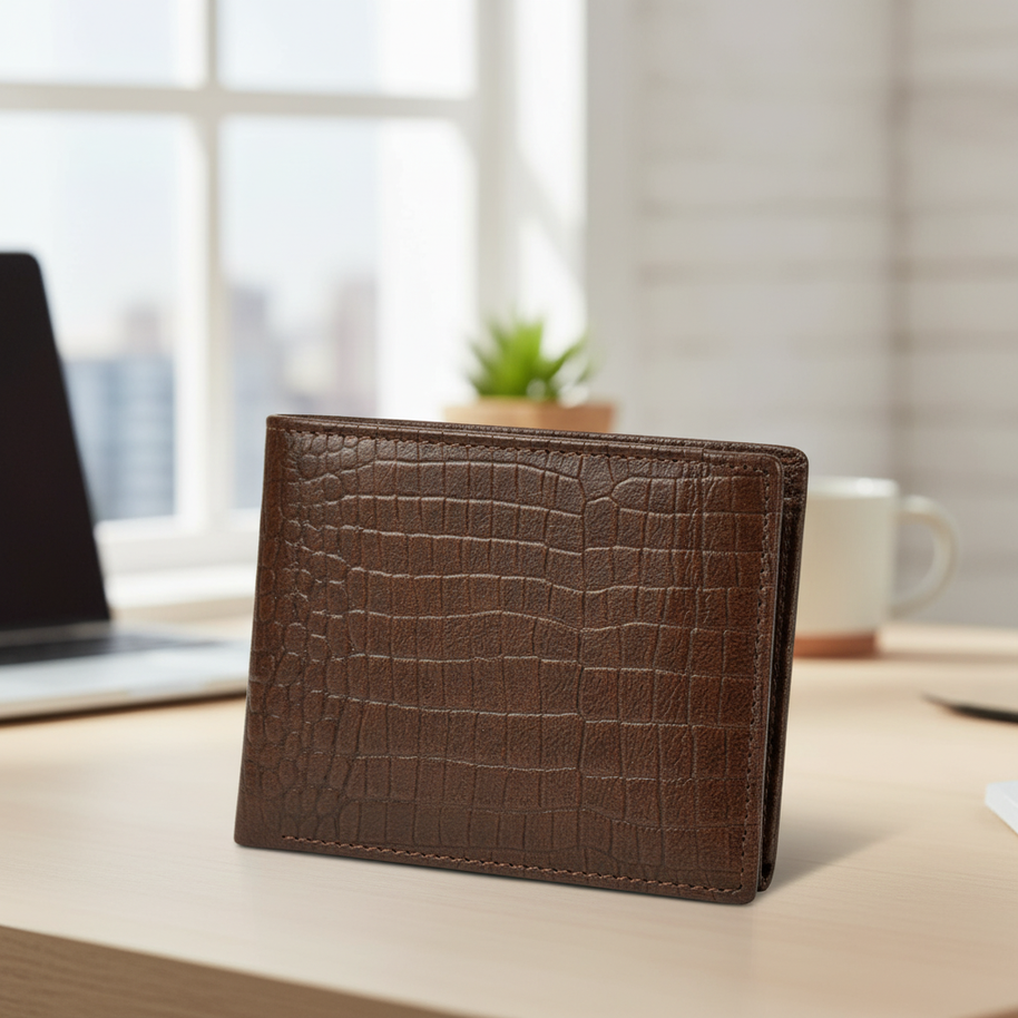 Leatheo Classic Textured Leather Wallet – Brown