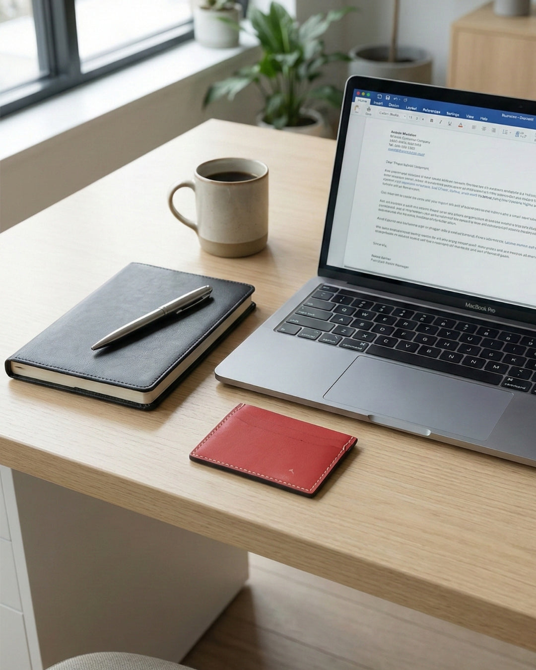 Leatheo Minimal Leather Card Holder – Cherry Red