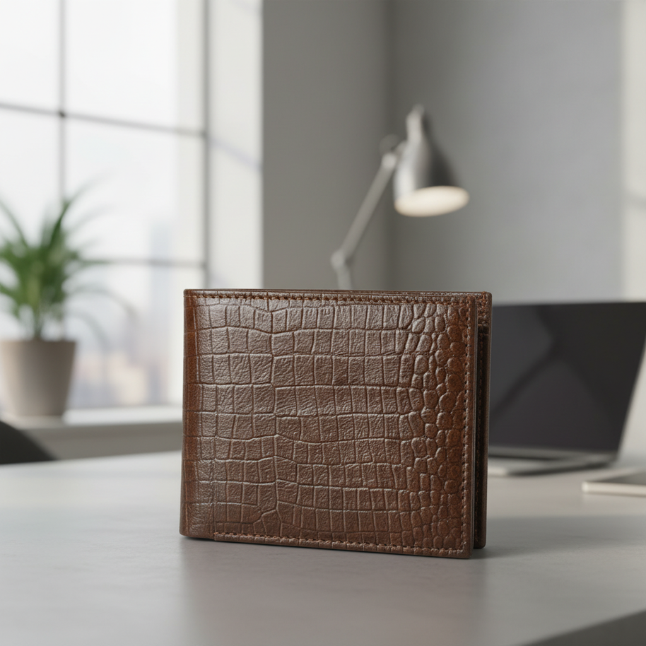 Leatheo Classic Textured Leather Wallet – Brown
