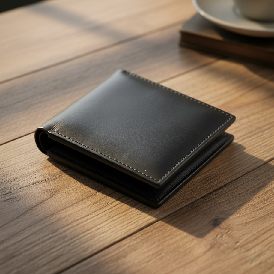 Leatheo Obsidian Bifold Wallet – Zip Edition