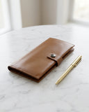 Leatheo Premium Long Leather Wallet with Strap Closure