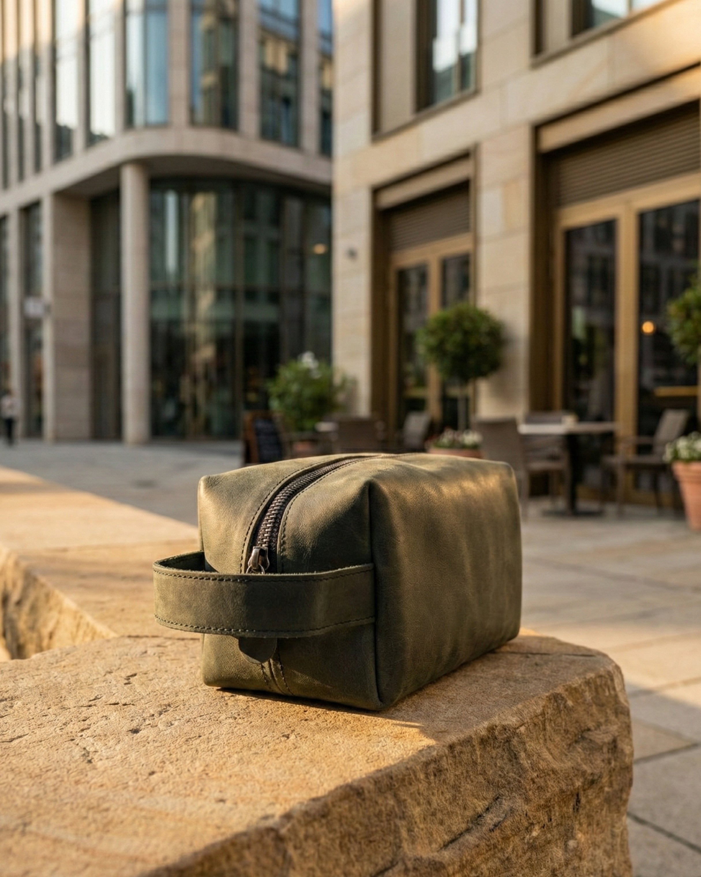 Leatheo Royal Leather Dopp Kit — Slate Grey
