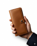 Leatheo Premium Long Leather Wallet with Strap Closure