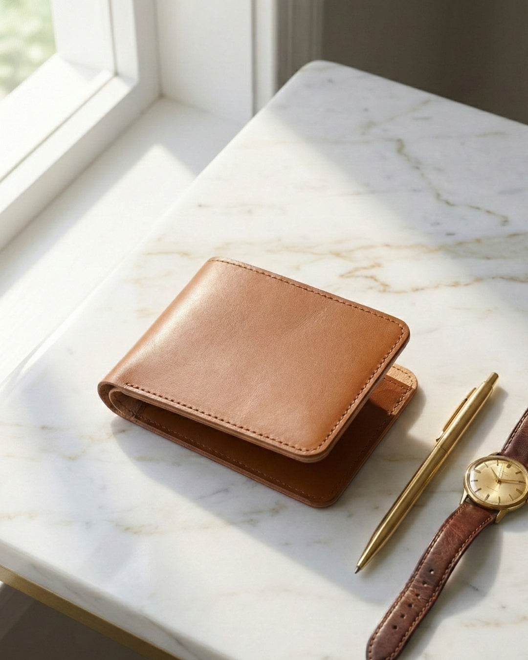 Leatheo Classic Bifold Wallet – Tan Brown