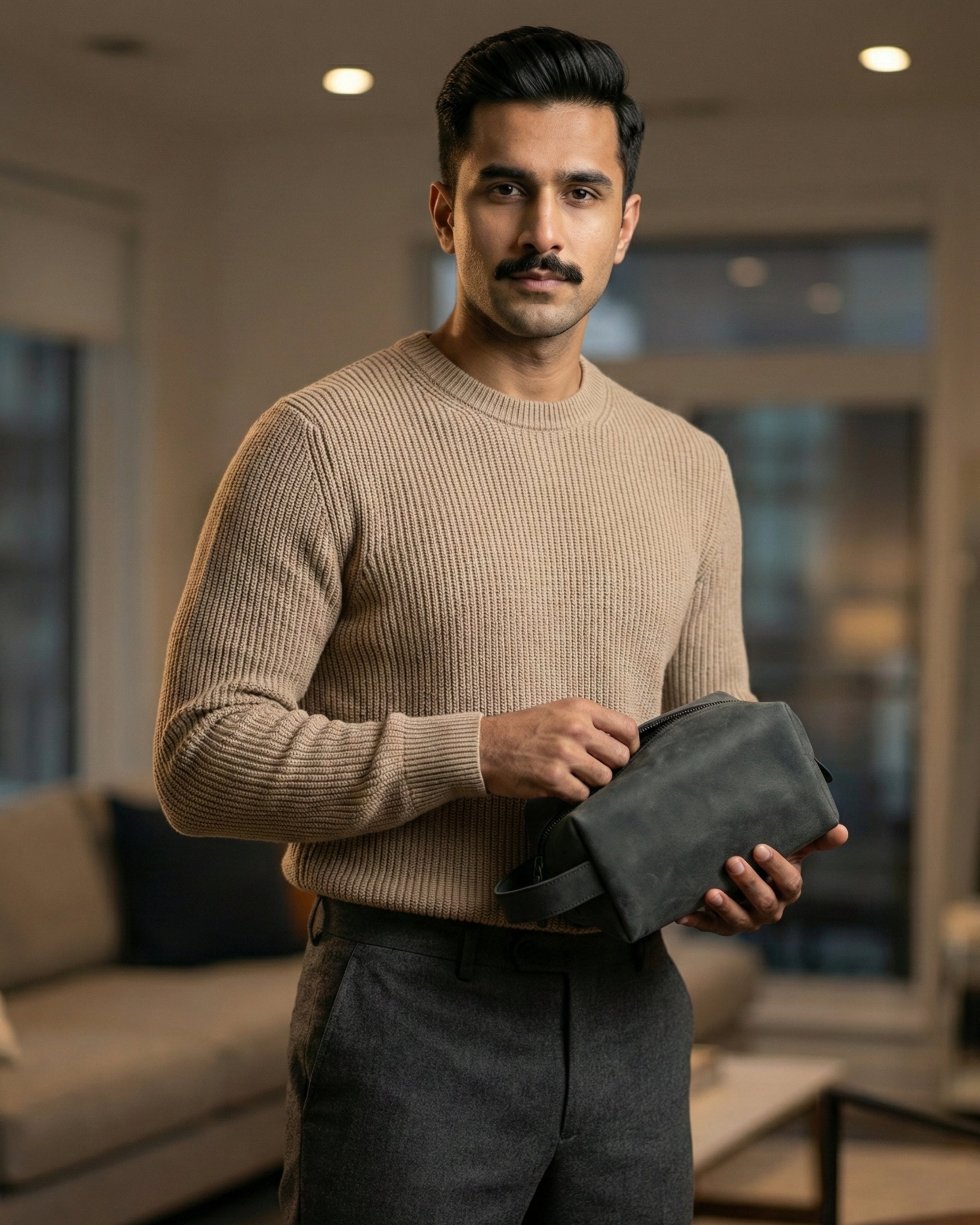 Leatheo Royal Leather Dopp Kit — Slate Grey