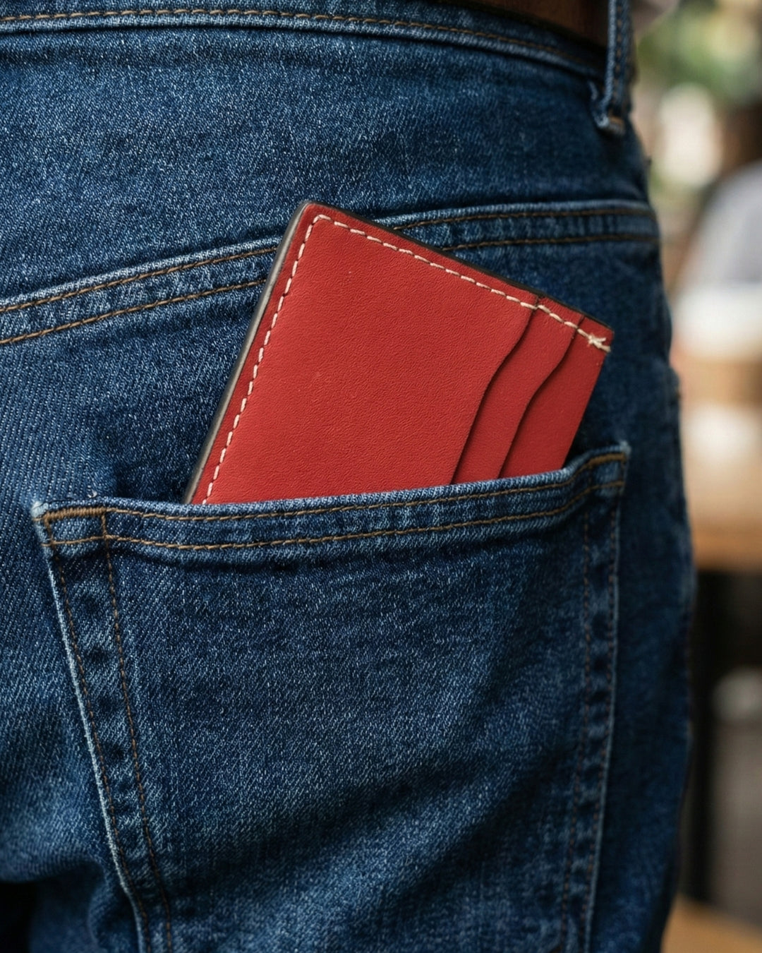 Leatheo Minimal Leather Card Holder – Cherry Red