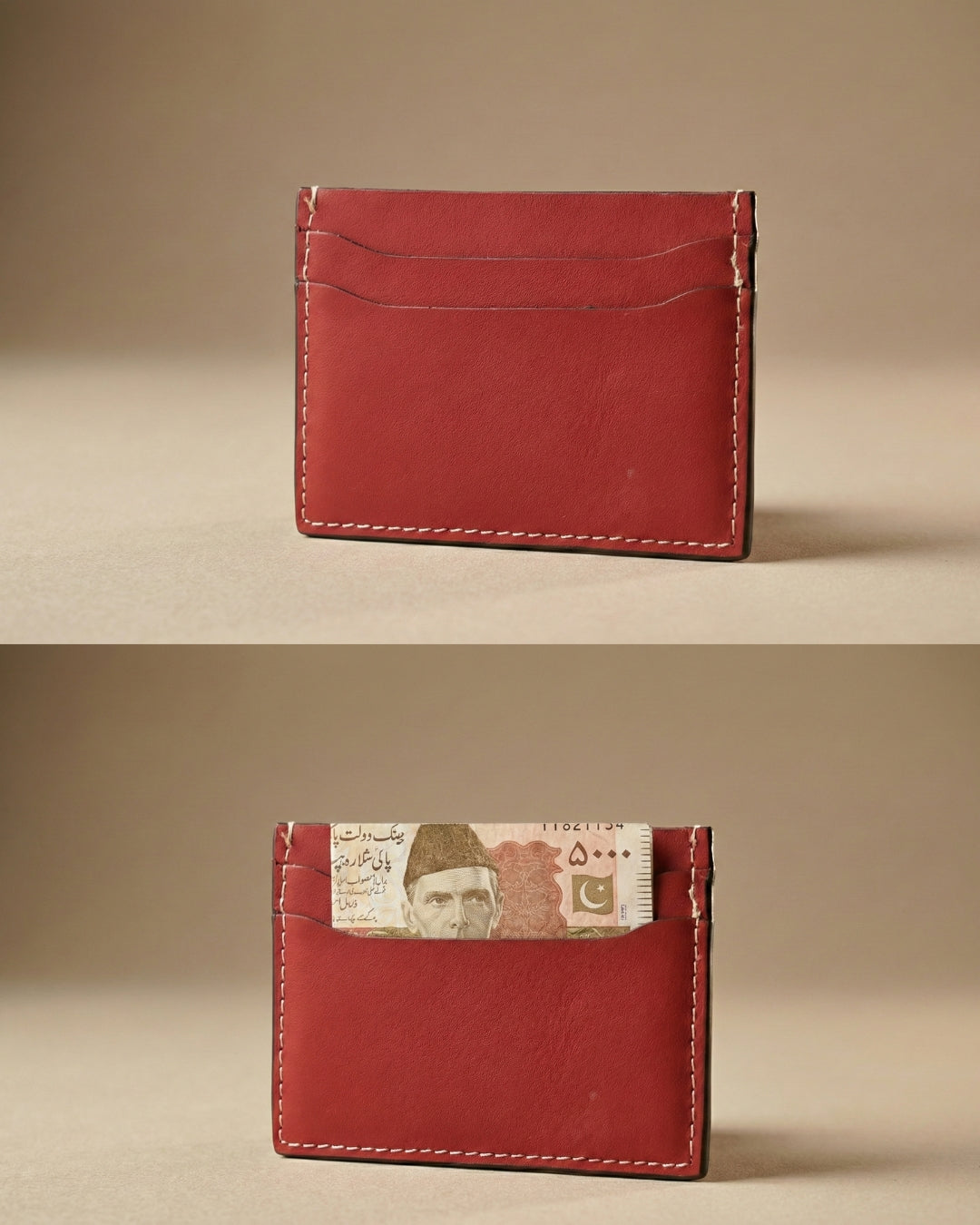Leatheo Minimal Leather Card Holder – Cherry Red